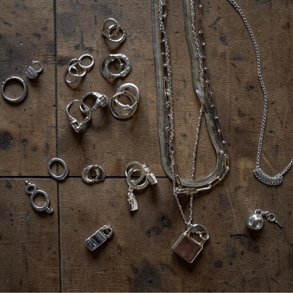 Silver Chain Necklace and Ring Set